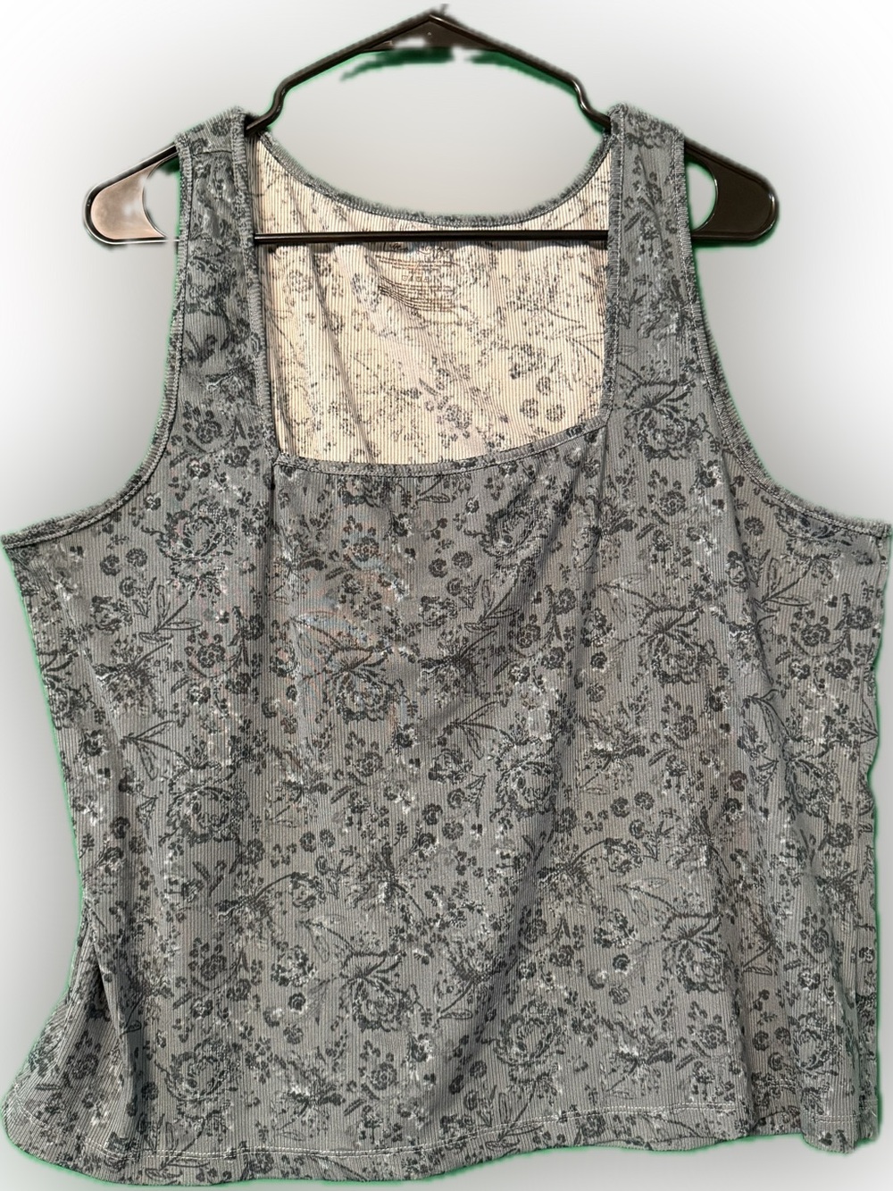 Women’s Gray Floral Scoop-Neck Tank Top